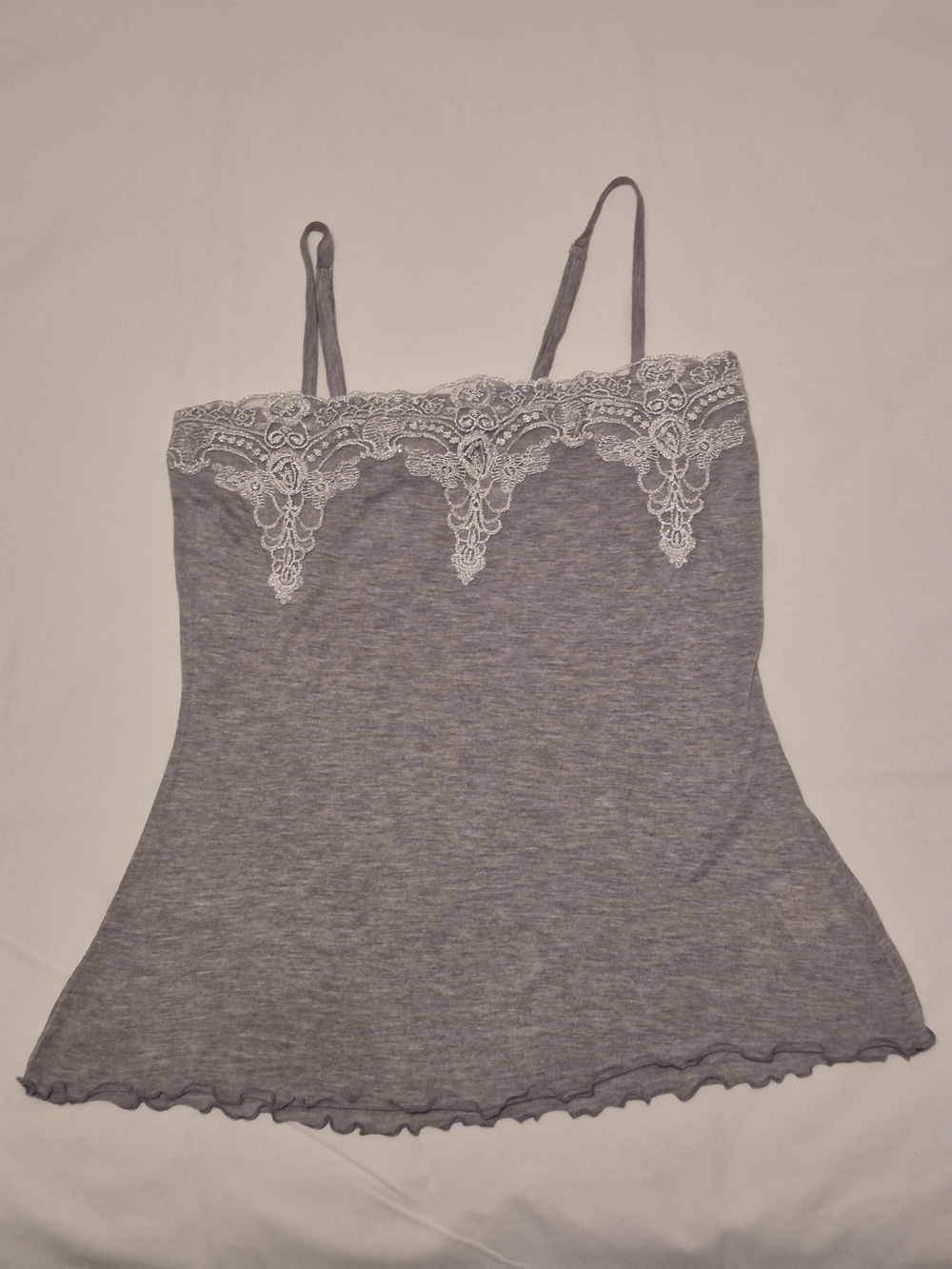 Secret Possessions Gray Lace-Trim Pajama Set